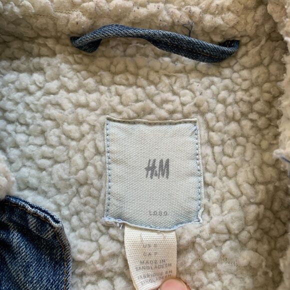 H&M Sherpa Borg Collar Denim Jacket Size S - Picture 3 of 9